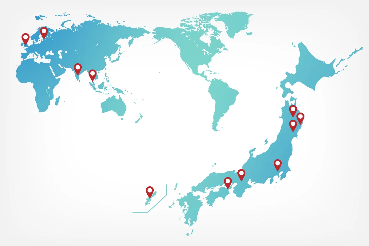 国内外の拠点を示す地図